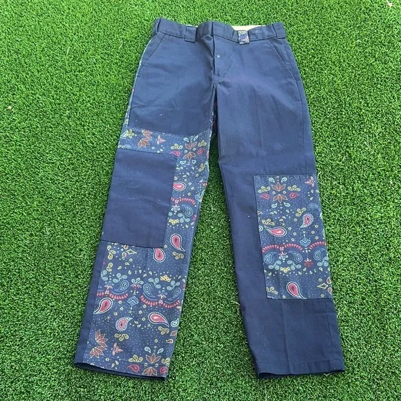 Dickies Men's Navy Cargo Pants with Paisley Design  BD3 - Picture 2 of 5